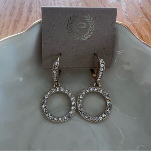 Beautiful Drop Gold tone earrings.  Sparkly rhinestones and yellow gold.